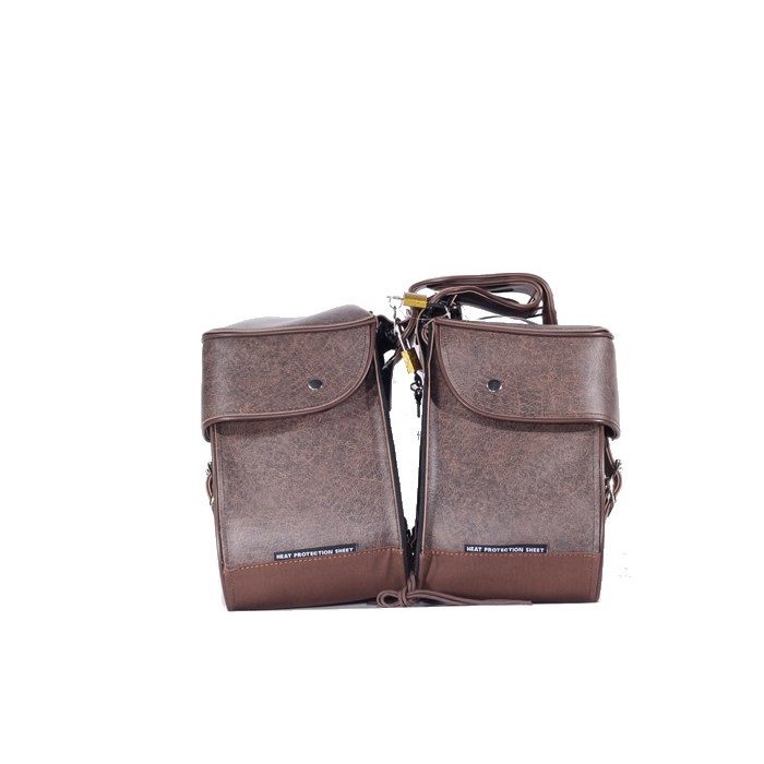 PVC Brown Motorcycle Saddlebag With Lock — alternate view 2, Hasbro Leather