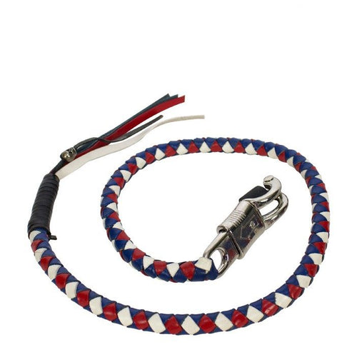 Red, White & Blue Get Back Whip For Motorcycles — Hasbro Leather
