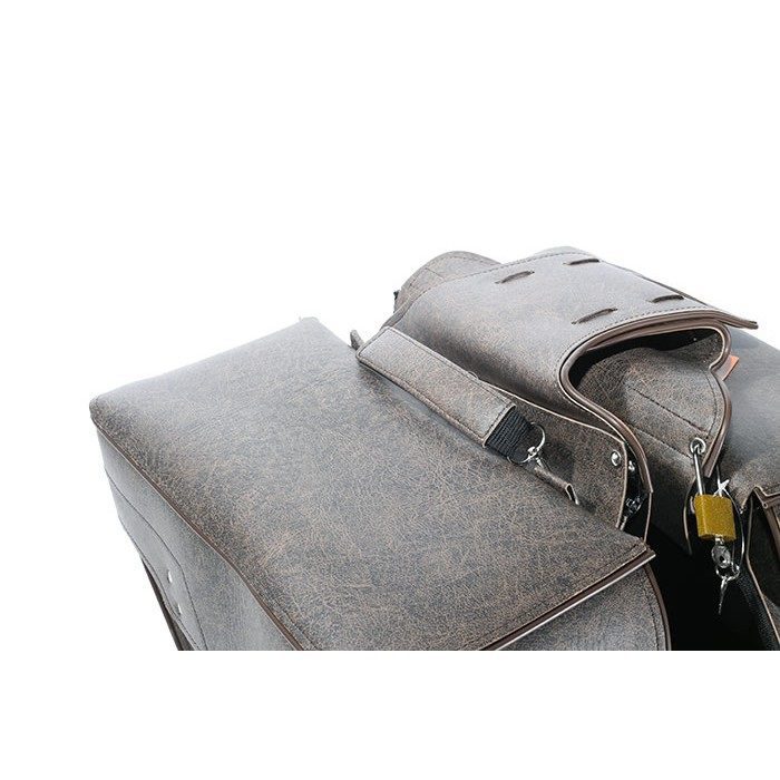 PVC Brown Motorcycle Saddlebag With Lock — alternate view 3, Hasbro Leather