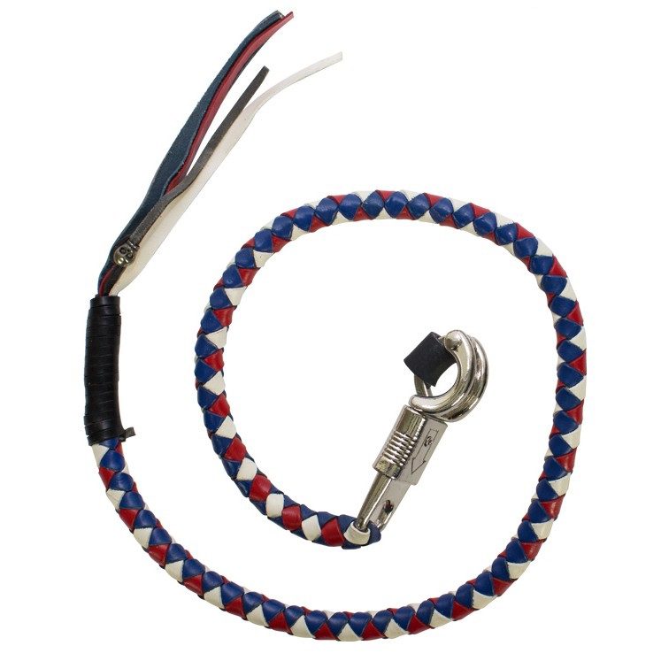 Red, White & Blue Get Back Whip For Motorcycles — alternate view 2, Hasbro Leather