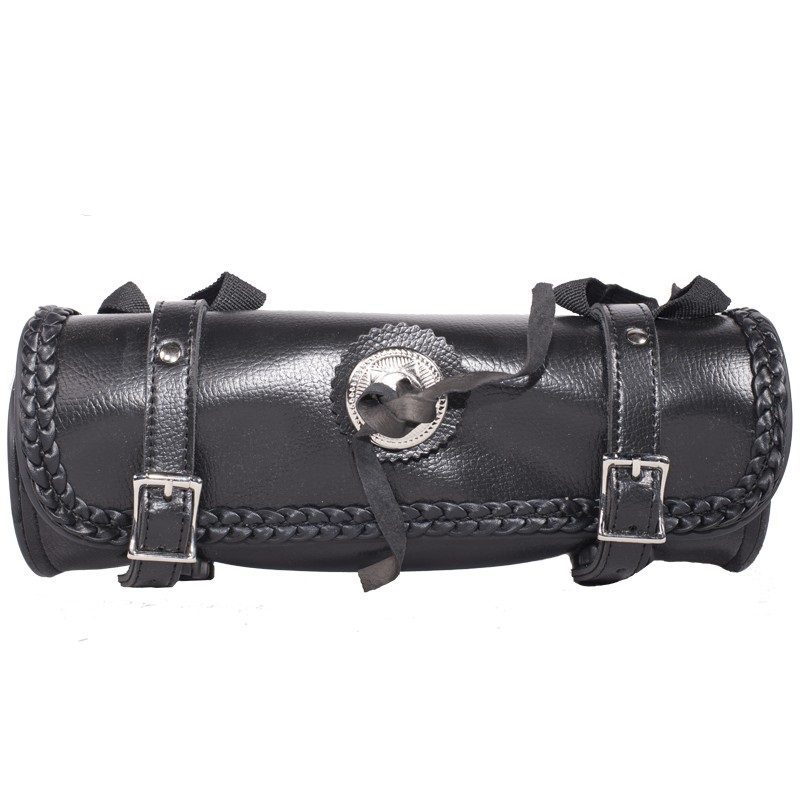 12″ PVC Motorcycle Tool Bag With Braid & Concho — Tool Bags, Hasbro Leather