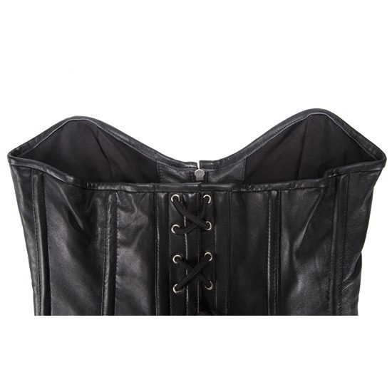 Women’s Strapless Lambskin Leather Corset With Zip, Buckle & Lace — alternate view 6, Hasbro Leather
