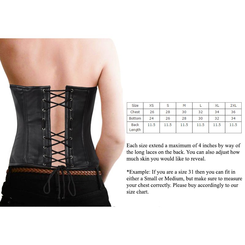 Women’s Strapless Lambskin Leather Corset With Zip, Buckle & Lace — alternate view 7, Hasbro Leather