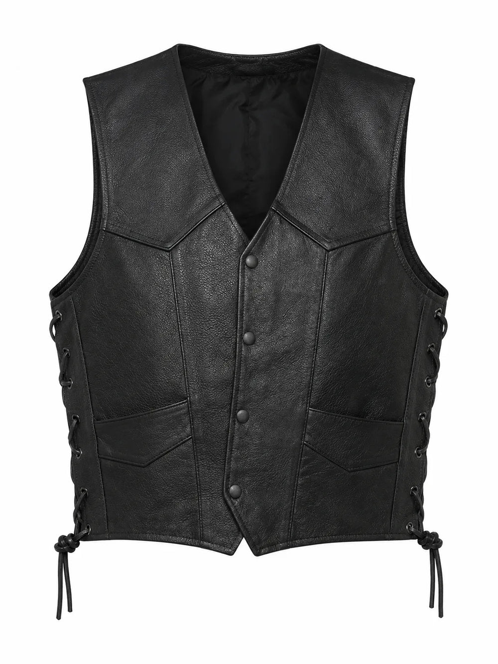 USA Flag Naked Cowhide Leather Biker Vest