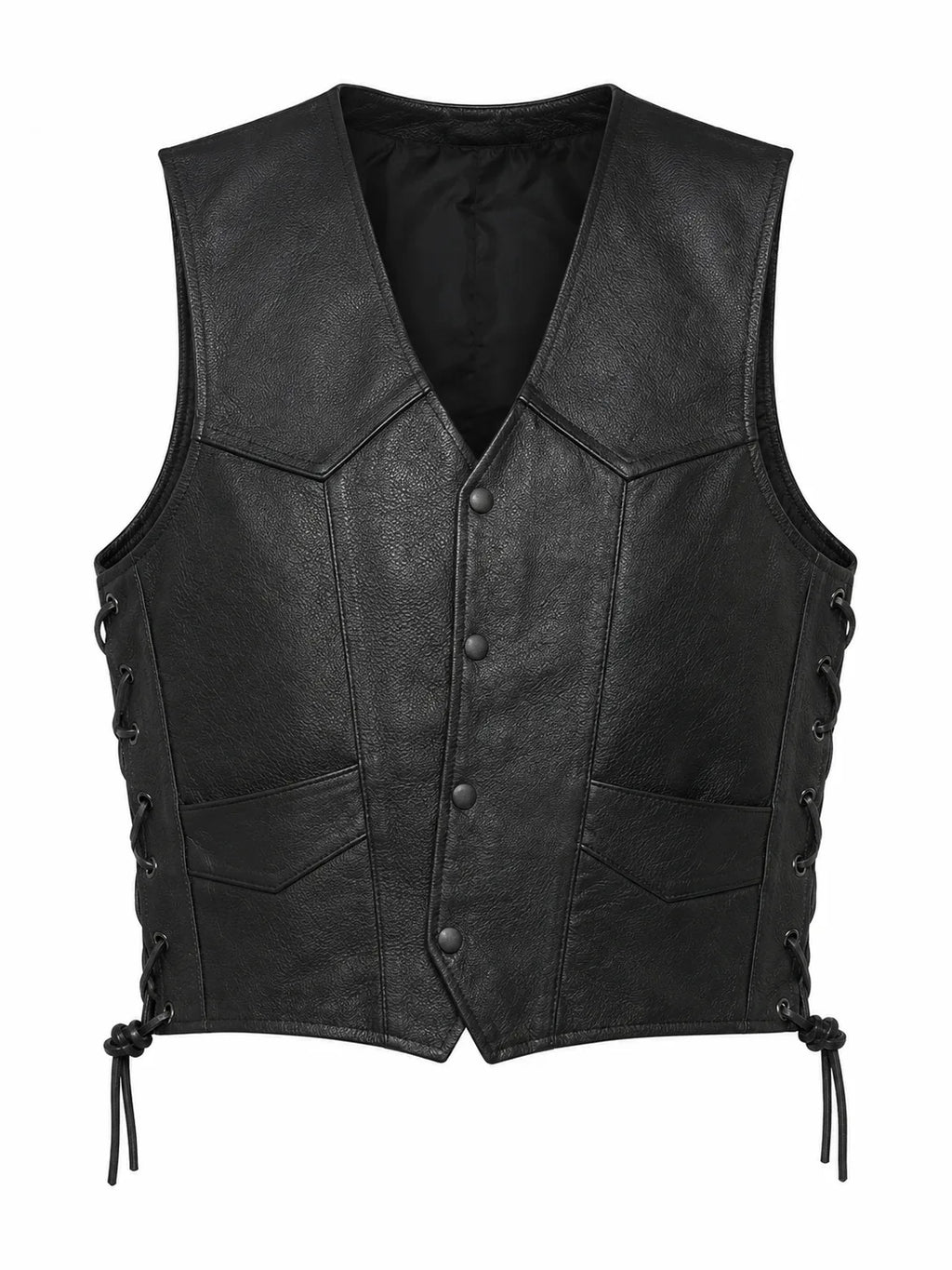 USA Flag Naked Cowhide Leather Biker Vest