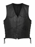 USA Flag Naked Cowhide Leather Biker Vest