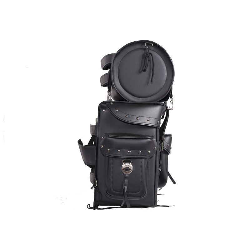 Big Studded Motorcycle Sissy Bar Bag — Large Touring Storage — alternate view 2, Hasbro Leather