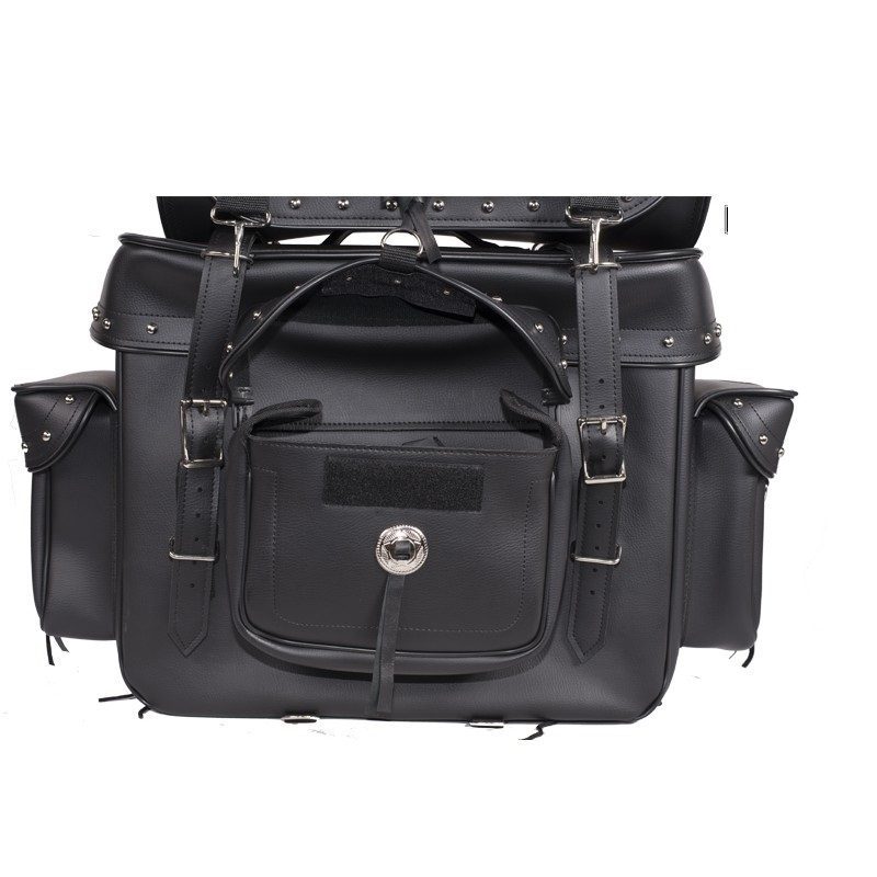 Big Studded Motorcycle Sissy Bar Bag — Large Touring Storage — alternate view 5, Hasbro Leather