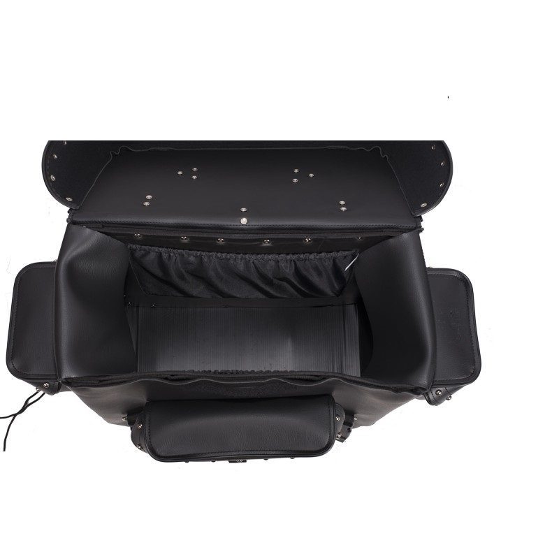 Big Studded Motorcycle Sissy Bar Bag — Large Touring Storage — alternate view 3, Hasbro Leather