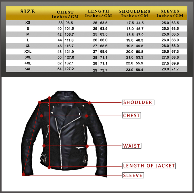 Men’s Size Chart – Hasbro Leather | Top Quality Bikers Leather Products ...