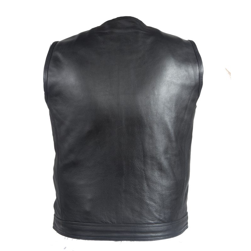 Mens No Collar Leather Club Vest With Black Liner – Hasbro Leather ...