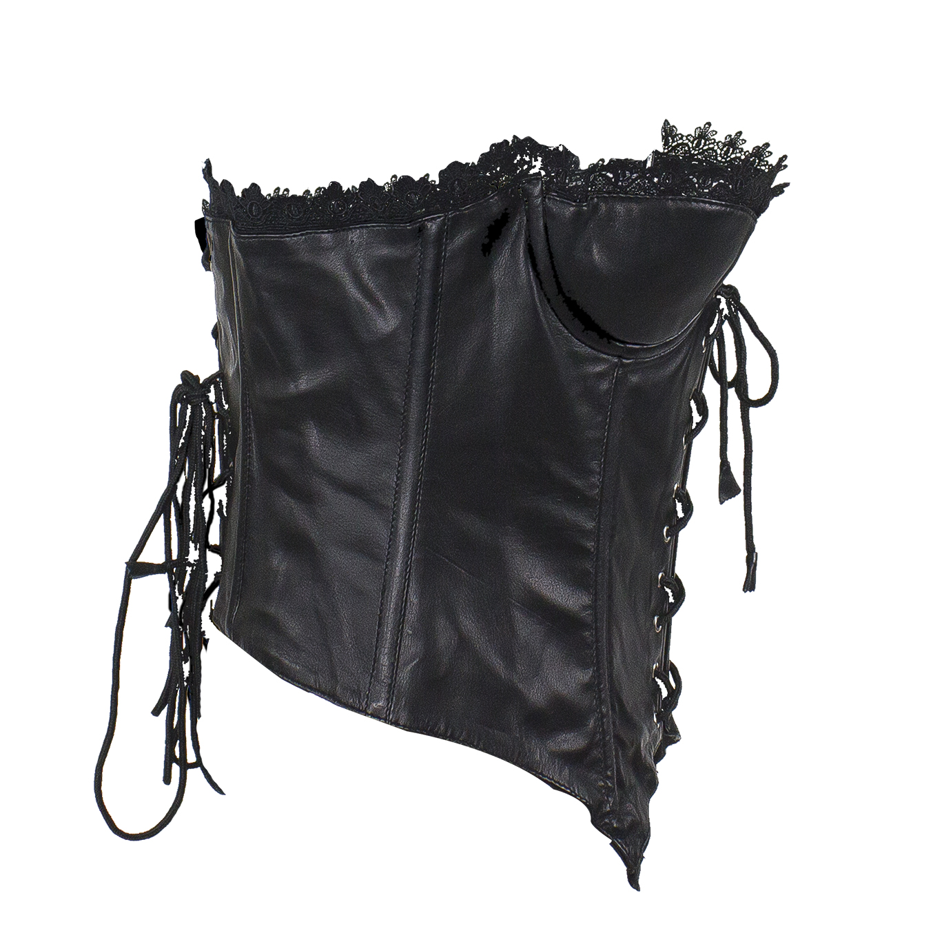 Women’s Black Leather and Lace Corset – Hasbro Leather | Top Quality ...