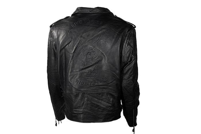 Men’s Black Motorcycle Leather Jacket With Eagle – Hasbro Leather | Top ...