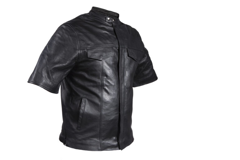 Men S Light Weight Leather Jacket With Short Sleeves
